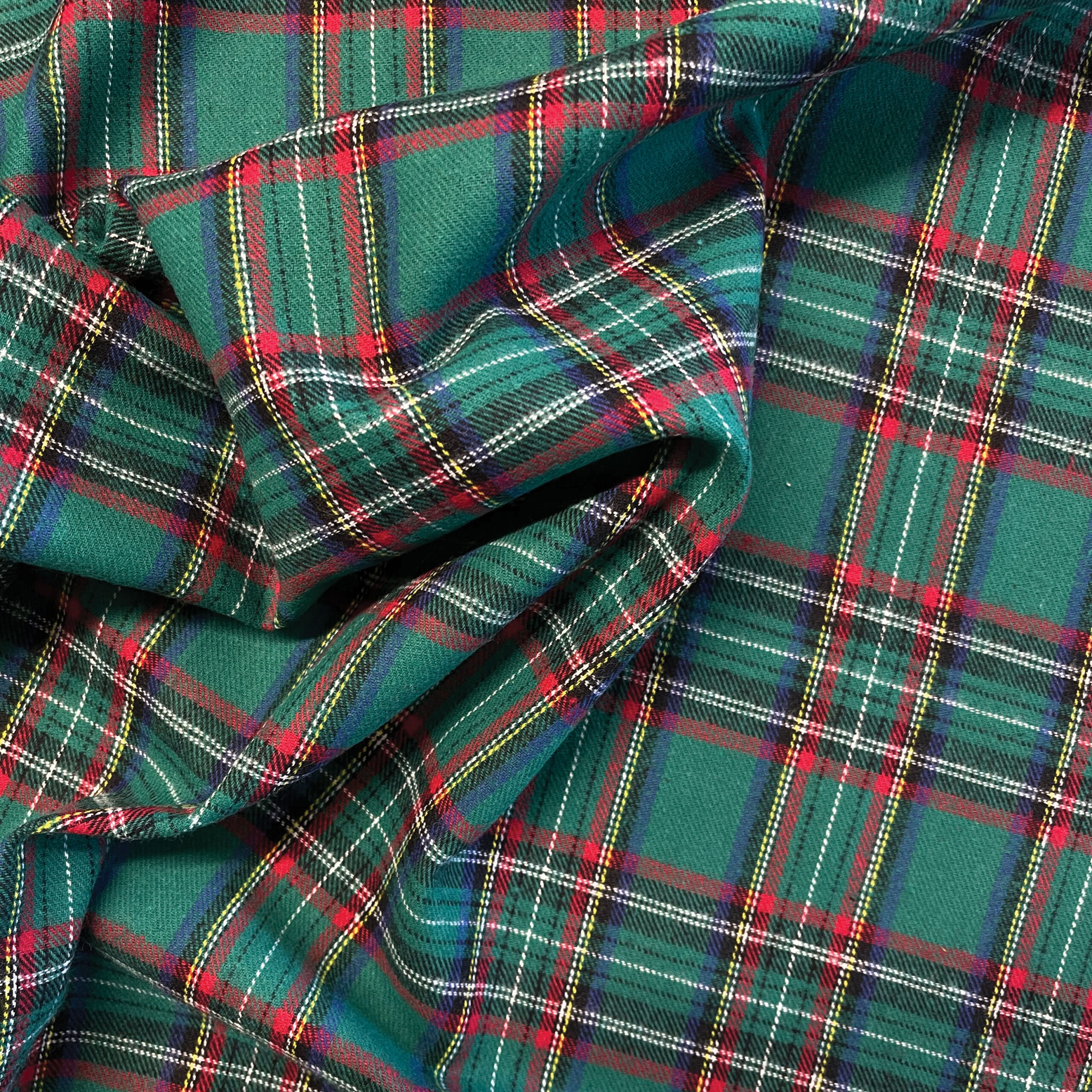 Brushed Cotton Check Bright Green Ackroyd and Adams Ltd